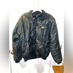 Tokin Inc. Vintage CAT Caterpillar Men’s Large Nylon black bomber snap jacket